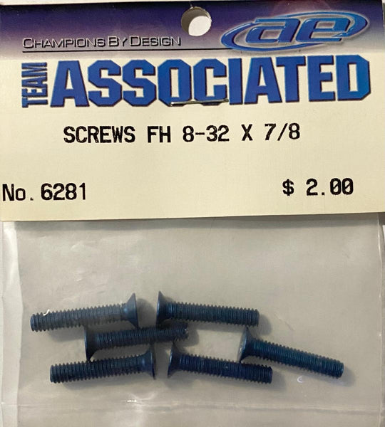 Team Associated Aluminum 8-32 x 7/8 in FHPS Blue