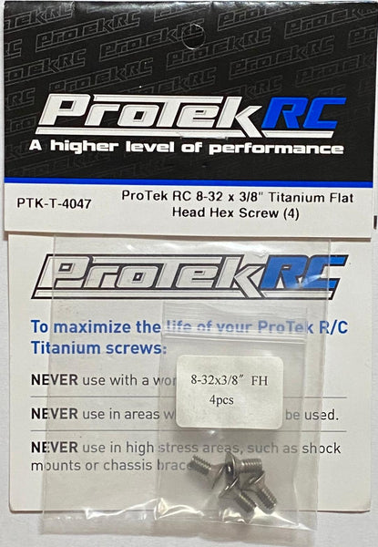 Protek RC 8-32 x 3/8 titanium flat hex screw